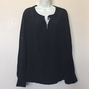 Banana republic black silk long sleeve blouse SZ M